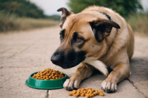 Unhappy dog not eating his food